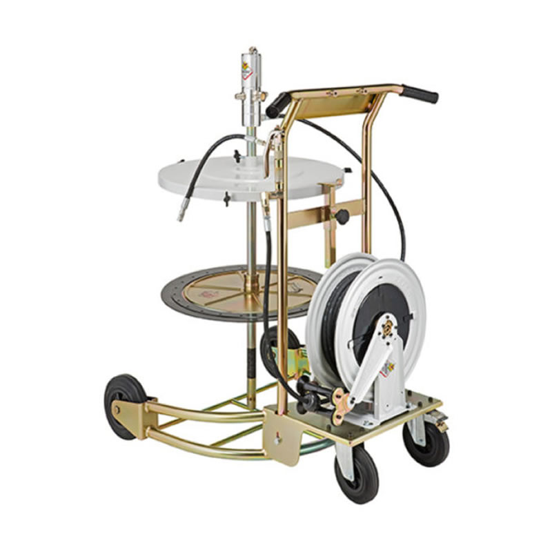 AIR OPERATED GREASE PUMP KIT ON CART WITH HOSE REEL 180KG